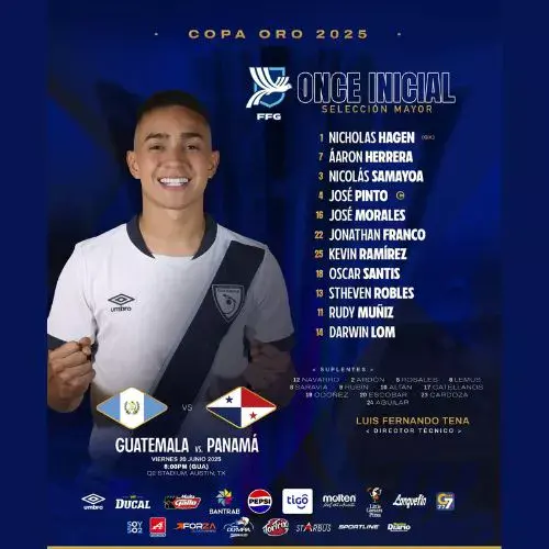 Alineación de Guatemala vs Panamá en la Copa Oro 2025