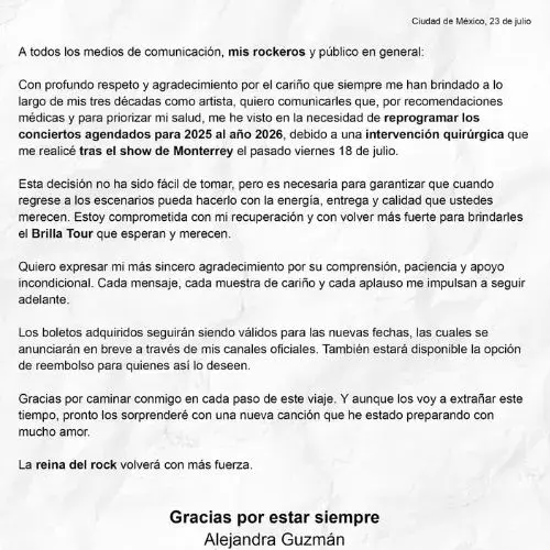 concierto de Alejandra Guzmán en Guatemala 2025