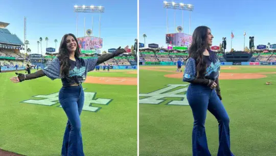 Presentación de Fabiola Roudha en Dodger Stadium