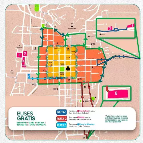 Buses gratuitos en el Festival de las Flores 2025 en Antigua Guatemala