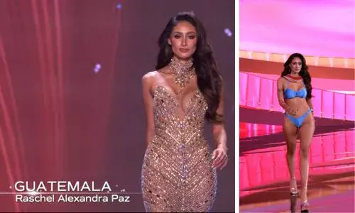 Candidata de Guatemala Raschel Paz en la competencia preliminar de Miss Universe 2025