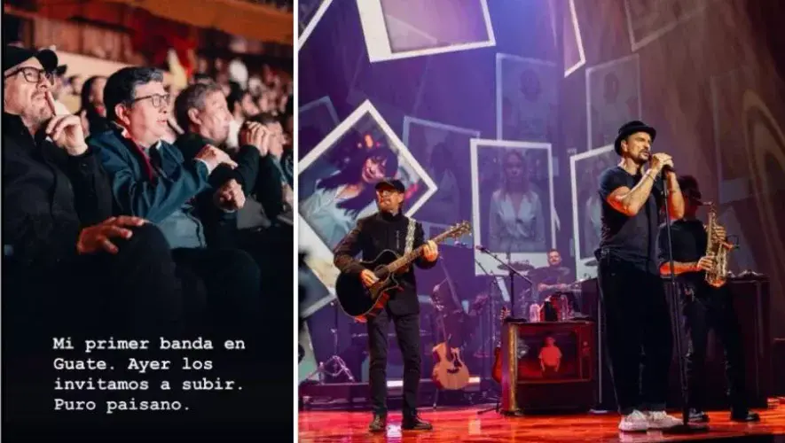 Ricardo Arjona subió al escenario a la banda que lo acompañó en sus inicios en Guatemala