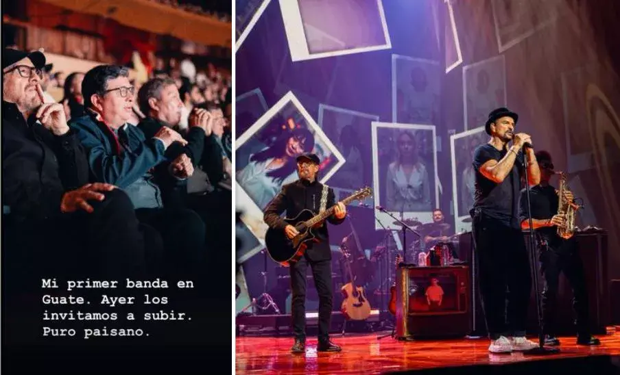 Ricardo Arjona subió al escenario a la banda que lo acompañó en sus inicios en Guatemala