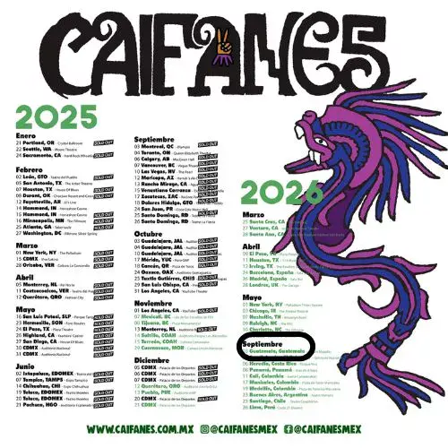 Tendremos a Caifanes en concierto en Guatemala 2026