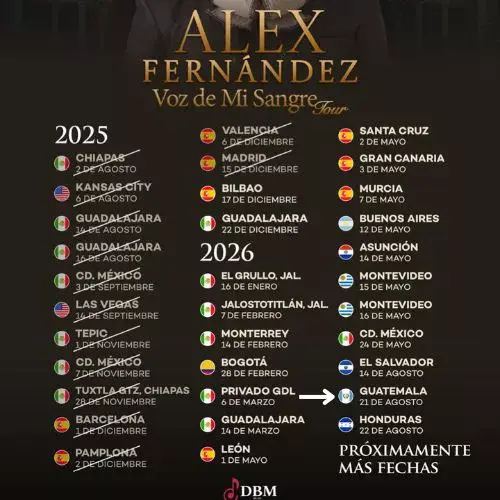 El concierto de Alex Fernández en Guatemala 2026