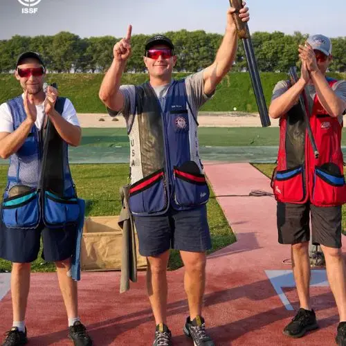 Podio de trap masculino del de la Copa del Mundo ISSF 2025