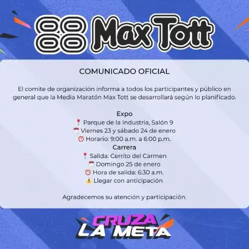 Cierres vehiculares carrera Max Tott 2026