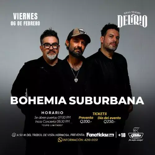 Grupo Bohemia Suburbana en concierto en Guatemala 2026
