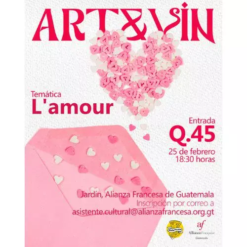 Arte y vino actividad Día del Cariño 2026 en Guatemala