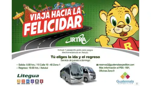 Buses a los parques del Irtra en Retalhuleu