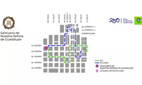 Recorrido Pocesión Santuario de Nuestra Señora de Guadalupe 8 de marzo 2026, zona 1 Ciudad Guatemala