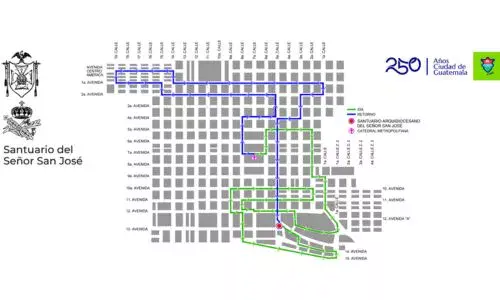 Recorrido Procesión 29 de marzo 2026, Santuario del Señor San José Zona 1 Ciudad Guatemala
