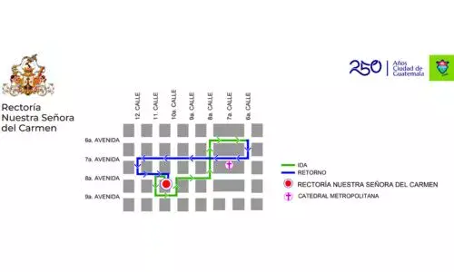Recorrido Procesión 31 de marzo 2026, Rectoría Nuestra Señora del Carmen, Zona 1 Ciudad Guatemala