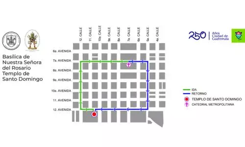 Recorrido Procesión 7 de marzo 2026, Templo de Santo Domingo Zona 1 Ciudad Guatemala