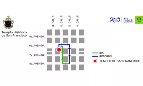 Recorrido Procesión 7 de marzo 2026, Tercer Sábado de Cuaresma del Templo de San Francisco Zona 1 Ciudad Guatemala