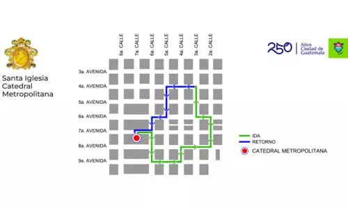 Recorrido Procesión 8 de marzo 2026, Catedral Metropolitana, Zona 1 Ciudad Guatemala