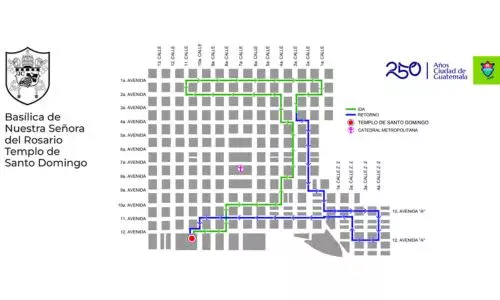 Recorrido Procesión 8 de marzo 2026, Templo de Santo Domingo, Zona 1 Ciudad Guatemala