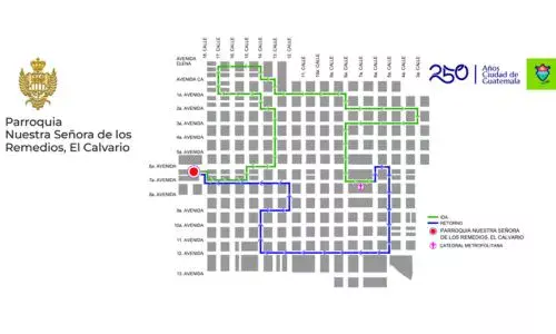 Recorrido procesión 1 de marzo 2026, Templo El Calvario Zona 1 de Ciudad Guatemala