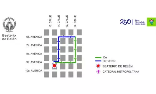 Recorrido procesión 28 de febrero 2026 Beaterio de Belén 2026 Zona 1 Ciudad Guatemala