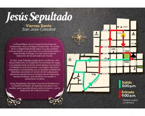 Procesión 3 de abril 2026, Jesús Sepultado San José Catedral Antigua Guatemala