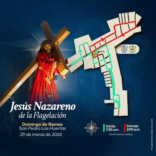 Procesión Domingo de Ramos 29 de marzo 2026 Antigua Guatemala