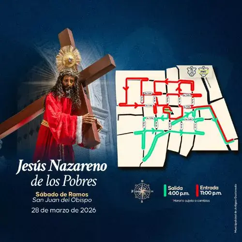 Procesión Sábado de Ramos 28 de marzo 2026 en Antigua Guatemala