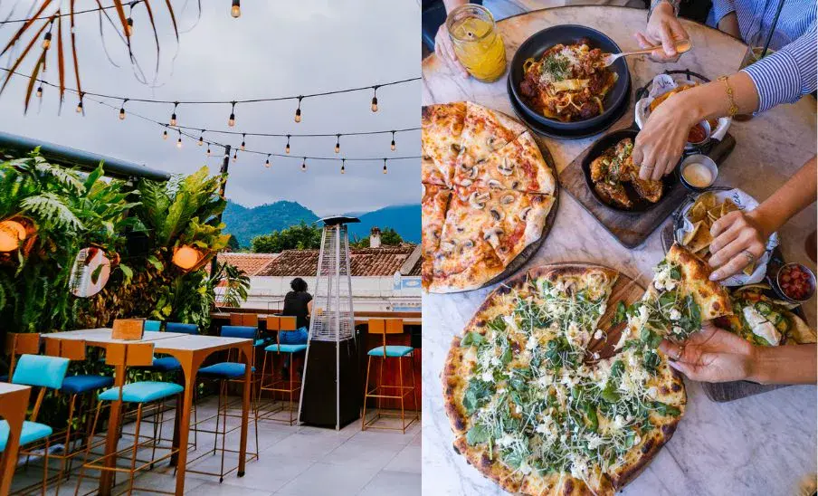 Vice Pizzería, un lugar entre plantas tropicales en Antigua Guatemala
