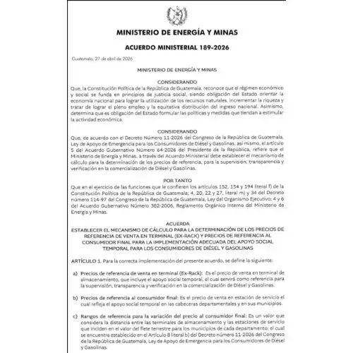 Cálculo del precio de la gasolina con el subsidio en Guatemala