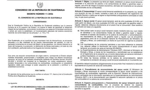 Fecha en la que entrará en vigencia del Subsidio a la gasolina en Guatemala Q5 y Q8