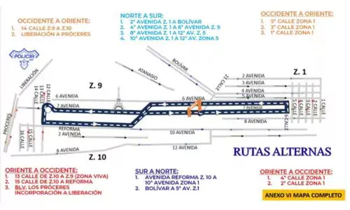 Recorrido, rutas alternas y cierres 10K Nocturna 2026 Guatemala