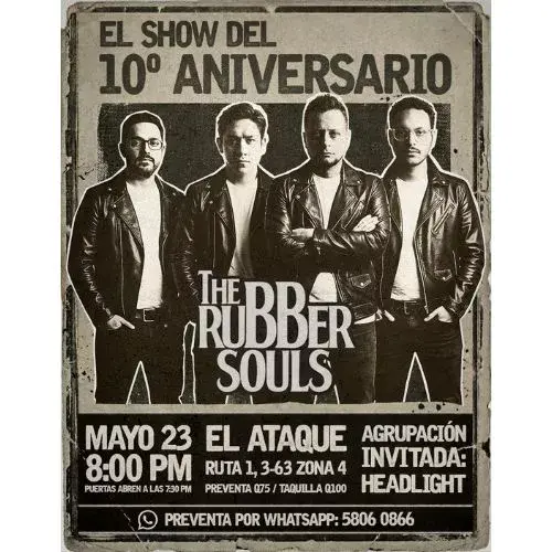 Concierto aniversario de la banda guatemalteca The Rubber Souls 2026
