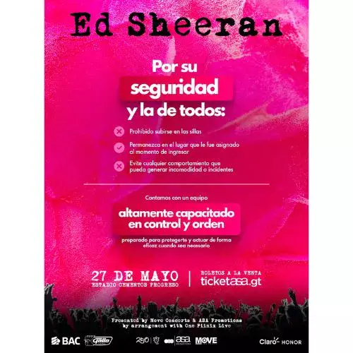 Detalles concierto Ed Sheeran en Guatemala 2026 Loop Tour