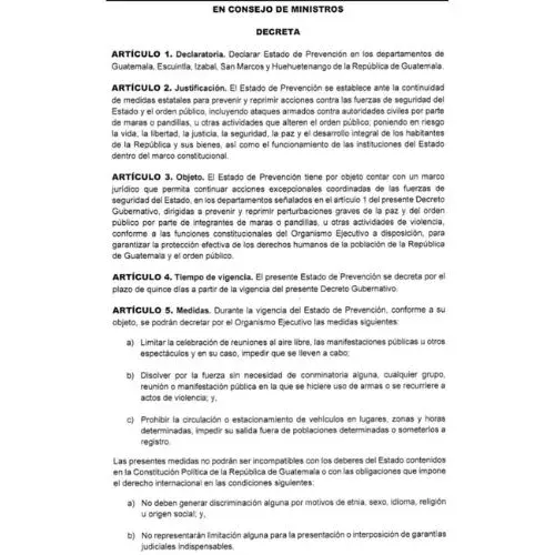 Estado de Prevención en Guatemala vigente 6 de mayo 2026