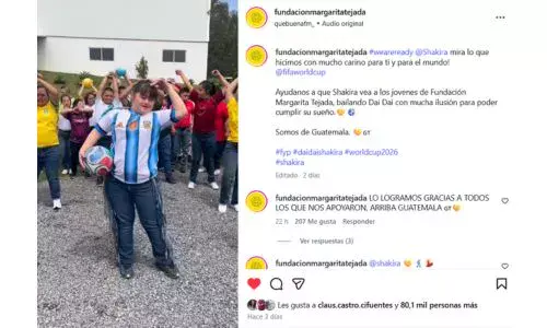 Shakira compartió versión «Dai Dai» de jóvenes de Fundación Margarita Tejada