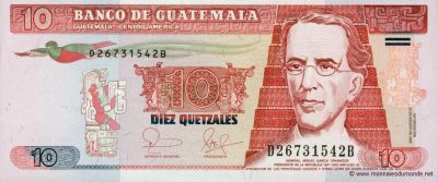Billete de diez quetzales, Guatemala