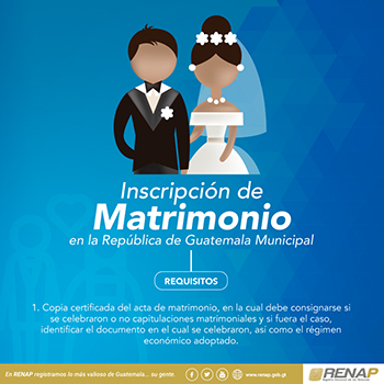 Requisitos para inscripción de matrimonio en el RENAP