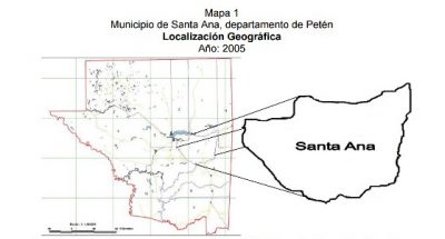 Mapa del municipio de Santa Ana en el departamento de Petén