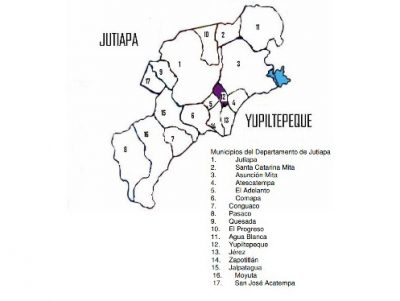 Mapa del municipio de Yupiltepeque departamento de Jutiapa