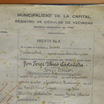 cedula jorge ubico