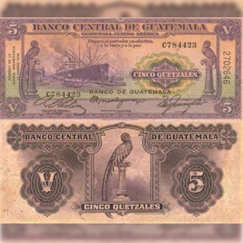 Historia del billete de 5 quetzales de Guatemala