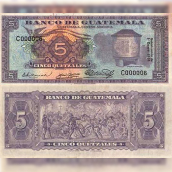 Historia del billete de 5 quetzales de Guatemala