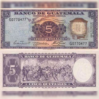 Historia del billete de 5 quetzales de Guatemala