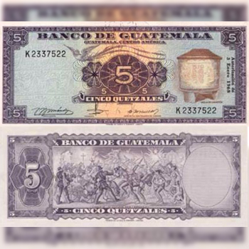 Historia del billete de 5 quetzales de Guatemala