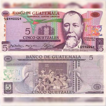 Historia del billete de 5 quetzales de Guatemala