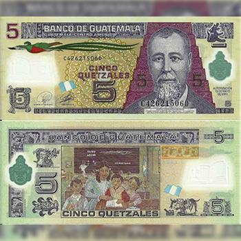 Historia del billete de 5 quetzales de Guatemala