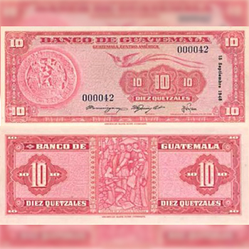 Historia del billete de 10 quetzales en Guatemala