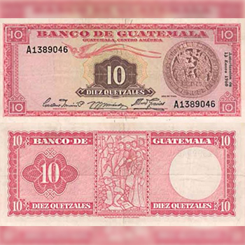 Historia del billete de 10 quetzales en Guatemala