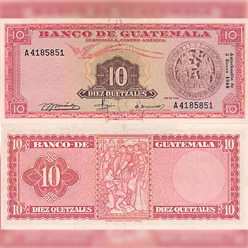 Historia del billete de 10 quetzales en Guatemala