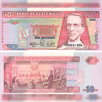 Historia del billete de 10 quetzales en Guatemala
