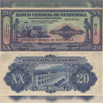 Historia del billete de 20 quetzales en Guatemala